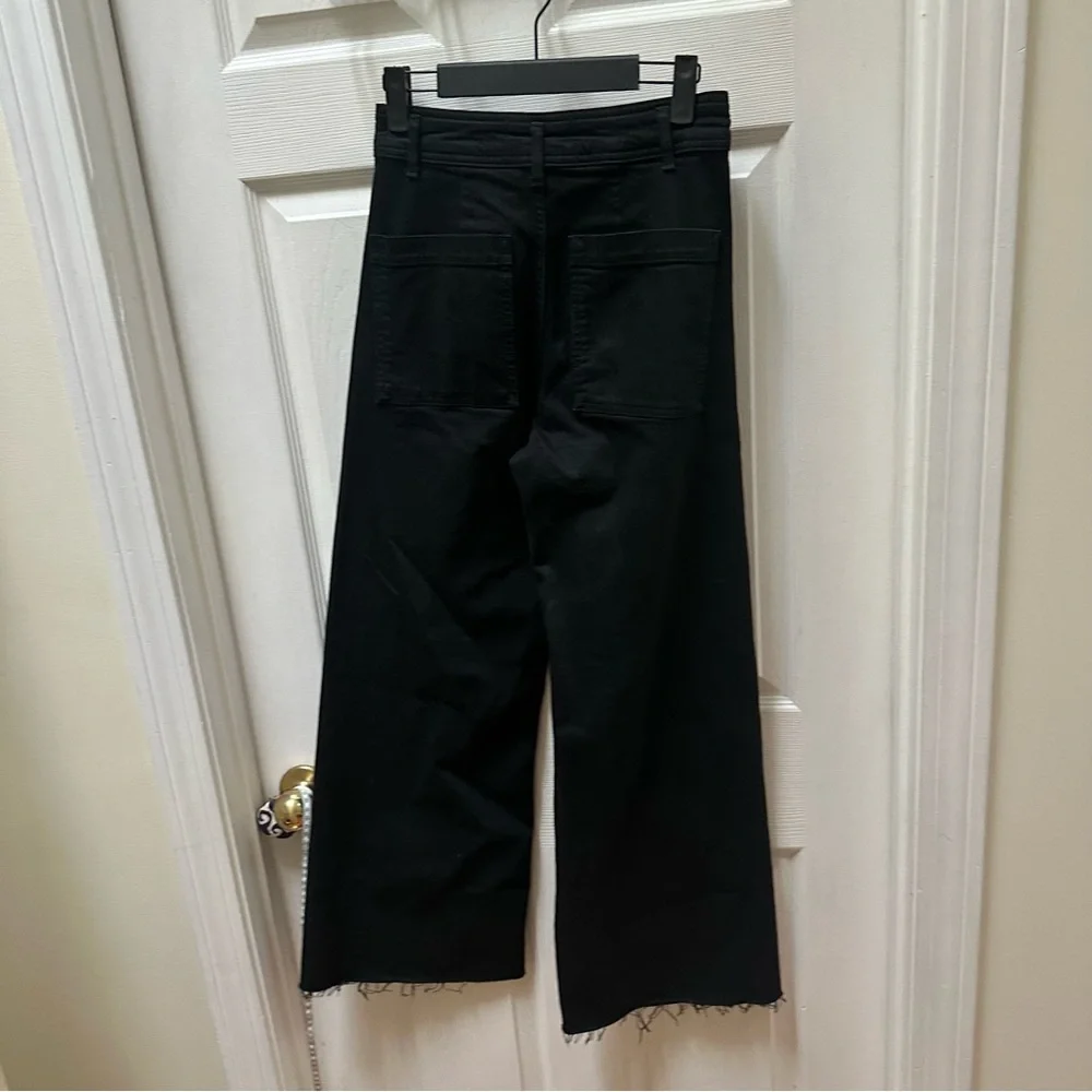 Zara Black Marine Straight Denim Jeans 0 wide leg high rise